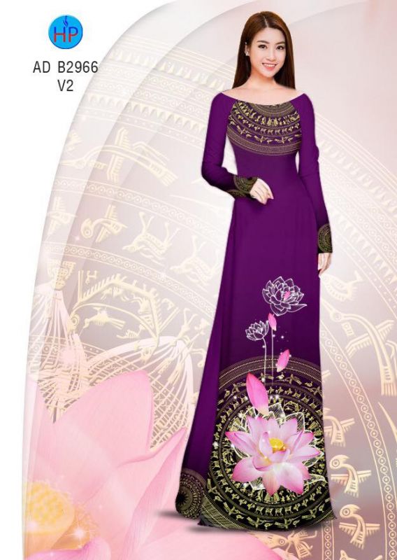 Vải áo dài hoa Sen trống đồng Vải áo dài hoa Sen trống đồng