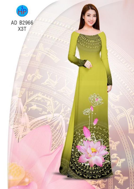 Vải áo dài hoa Sen trống đồng Vải áo dài hoa Sen trống đồng