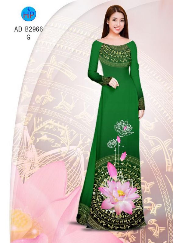 Vải áo dài hoa Sen trống đồng Vải áo dài hoa Sen trống đồng