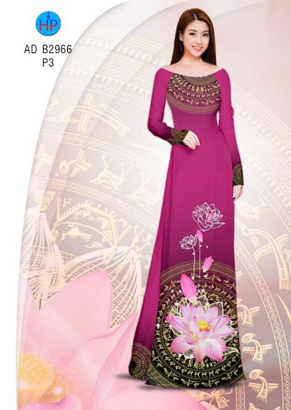 Vải áo dài hoa Sen trống đồng Vải áo dài hoa Sen trống đồng