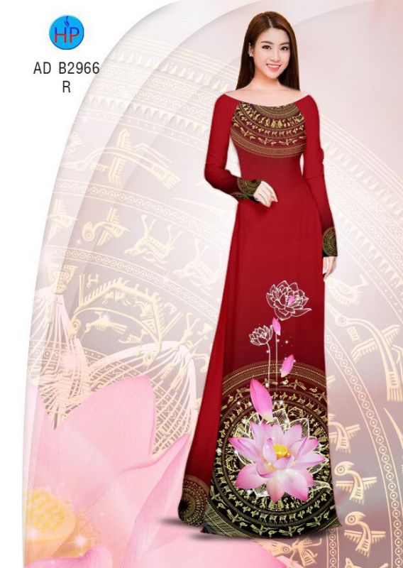 Vải áo dài hoa Sen trống đồng Vải áo dài hoa Sen trống đồng