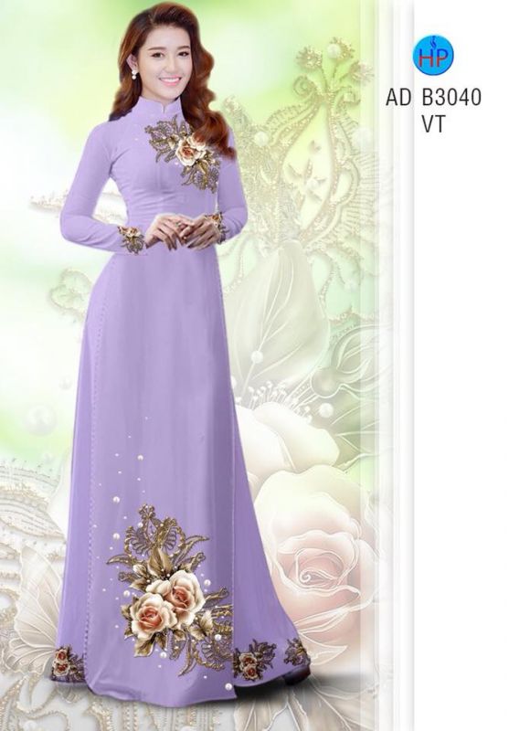 Vải áo dài hoa Hồng