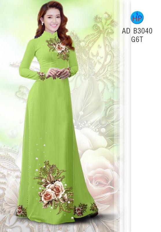 Vải áo dài hoa Hồng