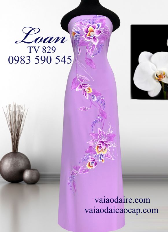 Vải áo dài vẽ kim tuyến