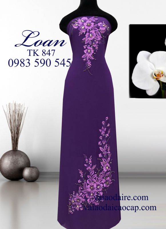 Vải áo dài vẽ kim tuyến