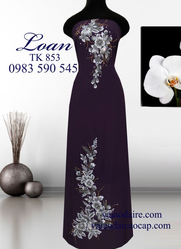 Vải áo dài thêu kết hoa