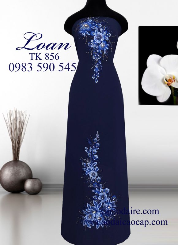 Vải áo dài thêu kết hoa