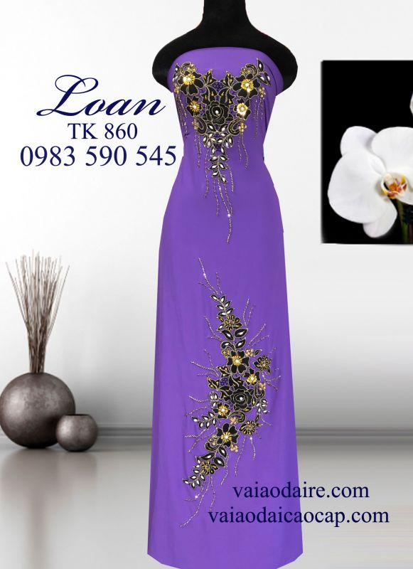 Vải áo dài thêu kết hoa