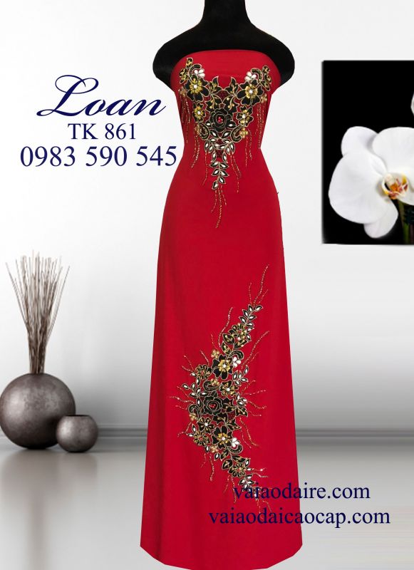 Vải áo dài thêu kết hoa