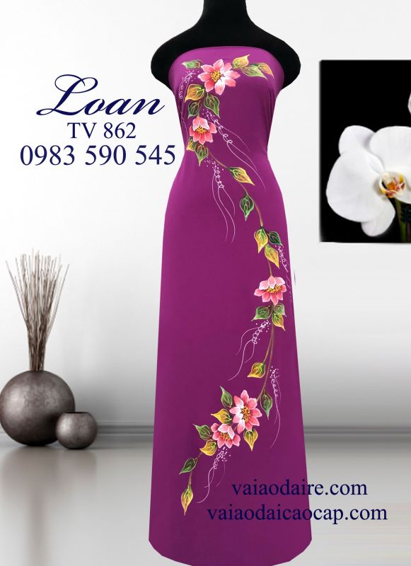 Vải áo dài vẽ sơn mài