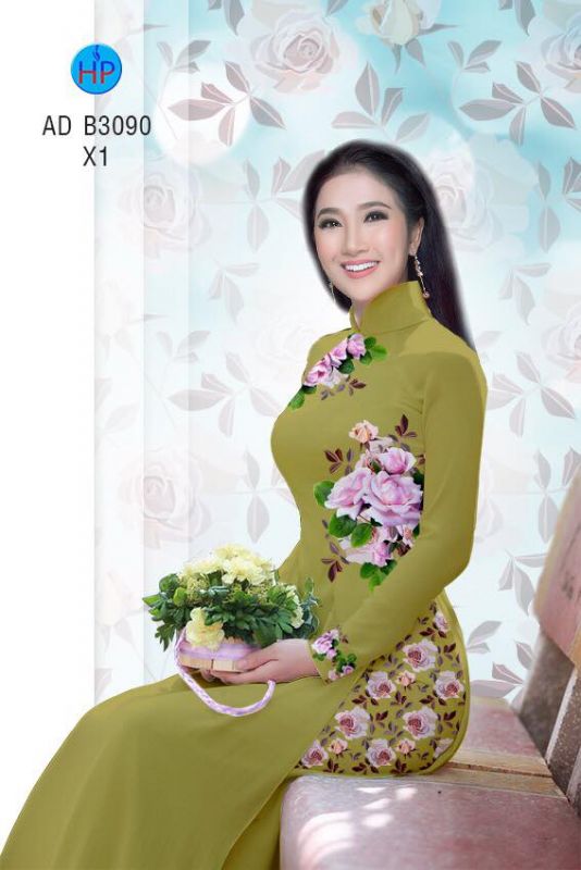 Vải áo dài hoa Hồng
