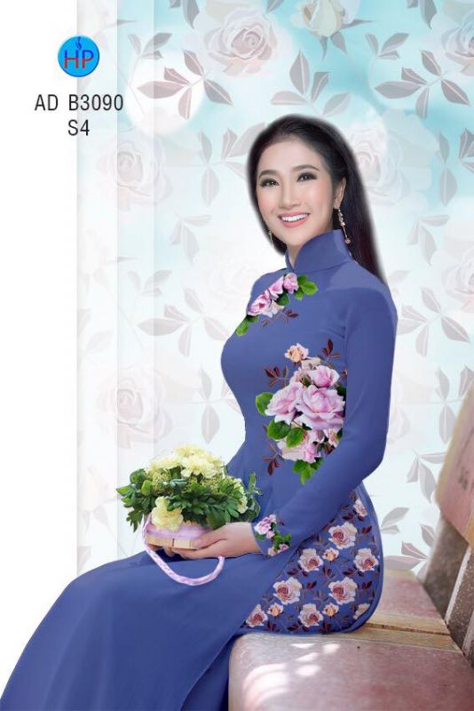 Vải áo dài hoa Hồng