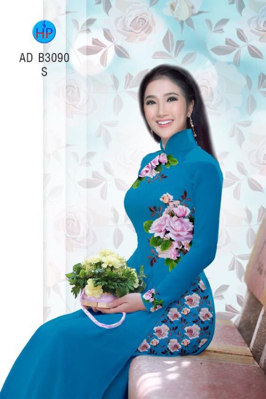 Vải áo dài hoa Hồng