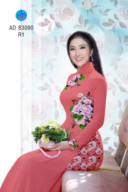 Vải áo dài hoa Hồng