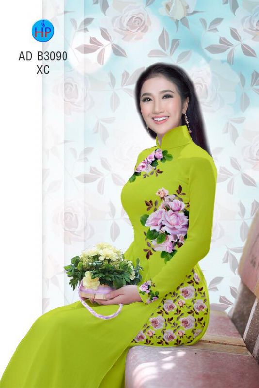 Vải áo dài hoa Hồng