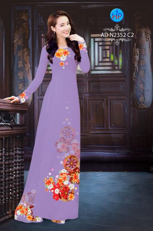 Vải áo dài hoa trên dưới