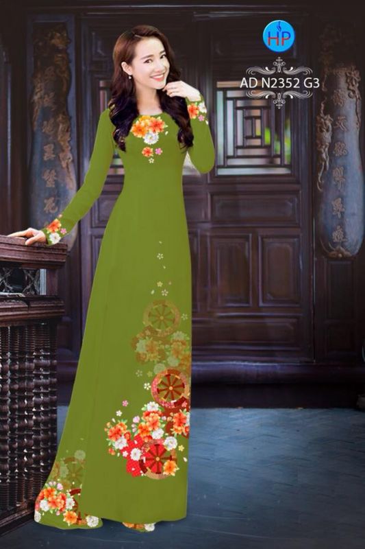 Vải áo dài hoa trên dưới