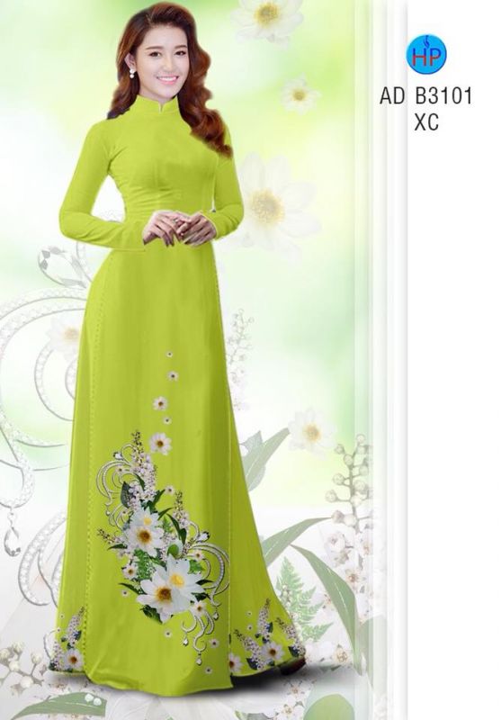 Vải áo dài hoa 3D Vải áo dài hoa 3D