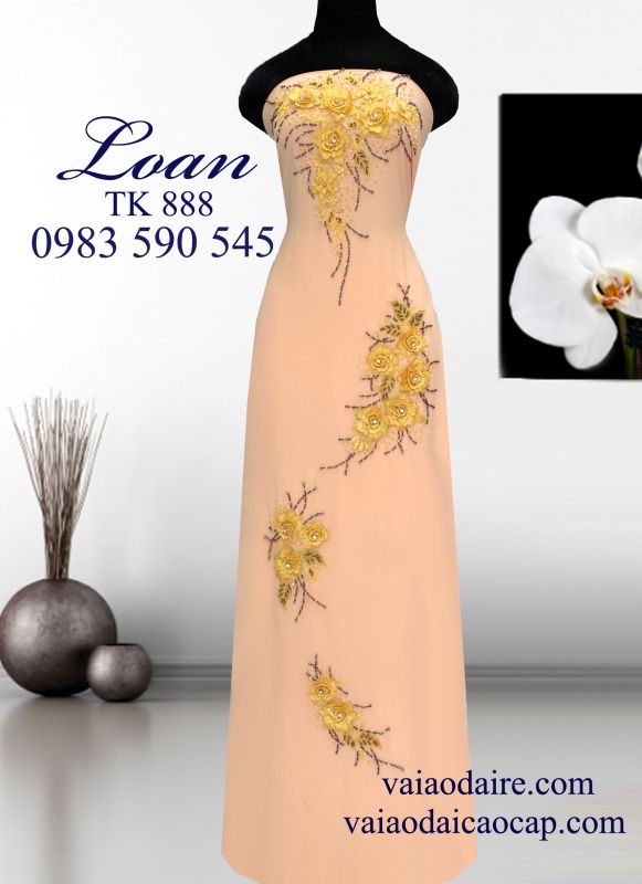 Vải áo dài kết hoa 3d