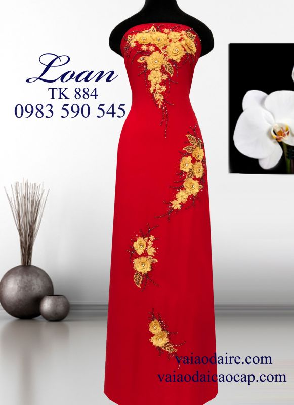 Vải áo dài kết hoa 3d