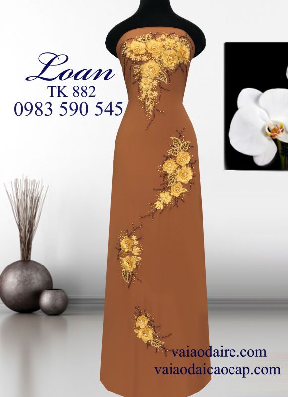 Vải áo dài kết hoa 3d