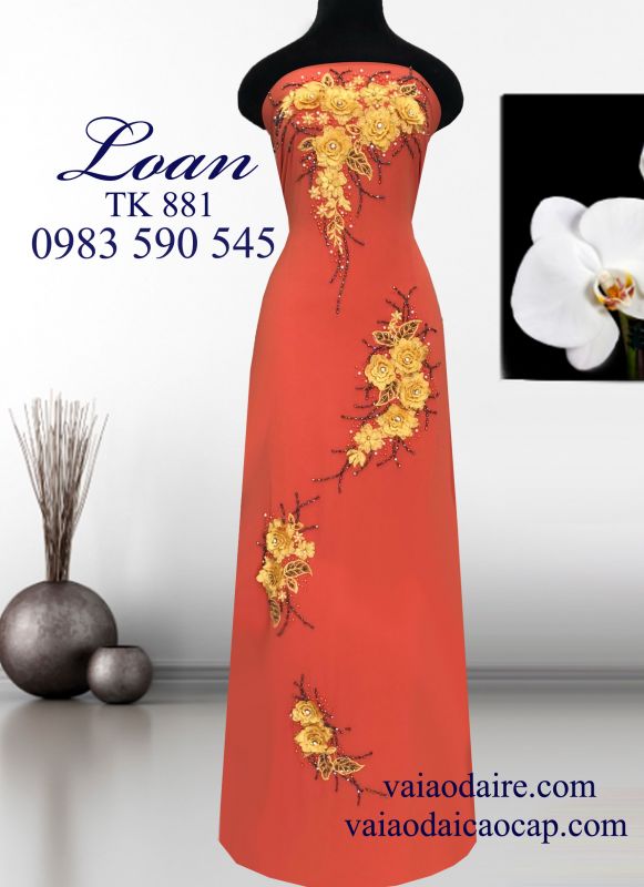 Vải áo dài kết hoa 3d