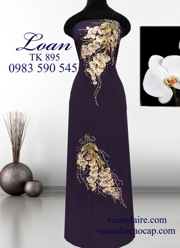 Vải áo dài kết hoa chùm