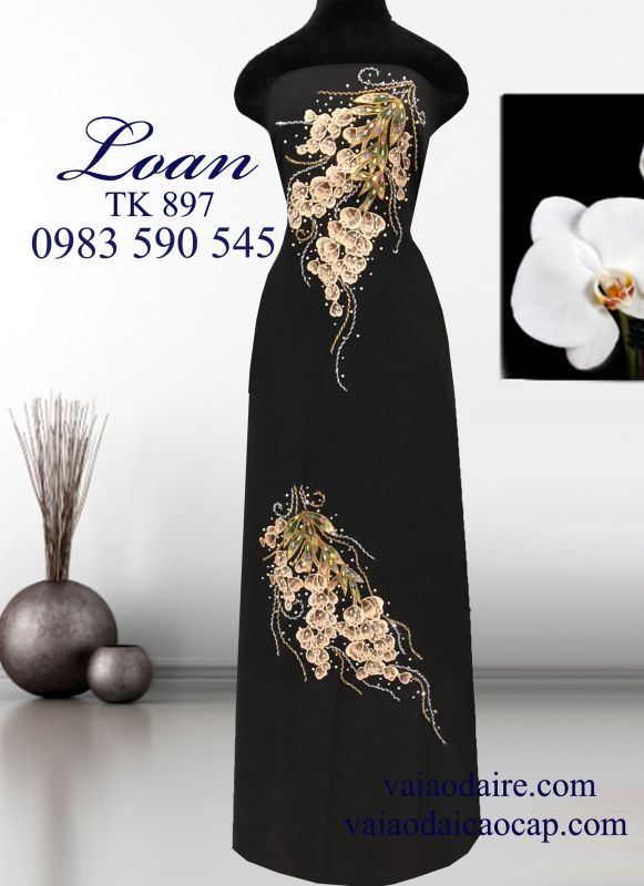 Vải áo dài kết hoa chùm