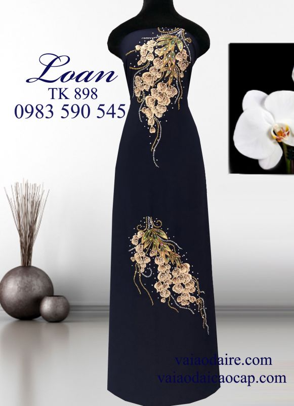 Vải áo dài kết hoa chùm