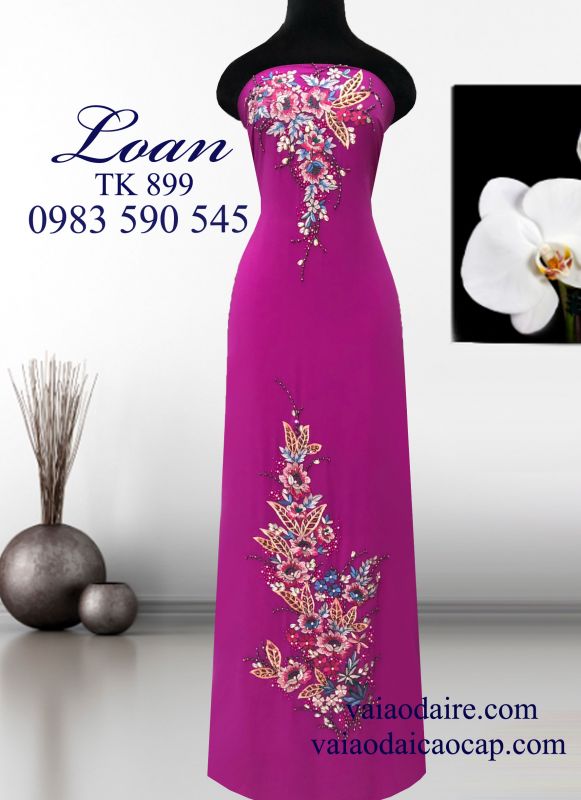 Vải áo dài kết hoa 3d