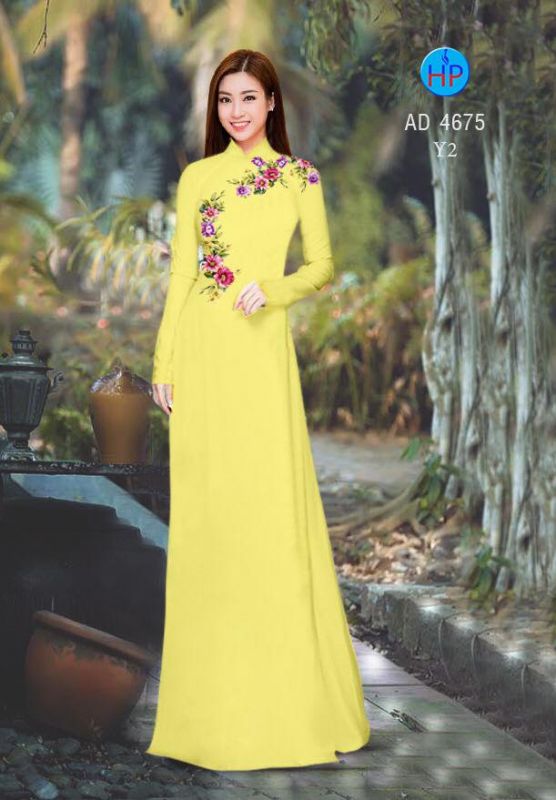 Vải áo dài hoa đơn giản Vải áo dài hoa đơn giản