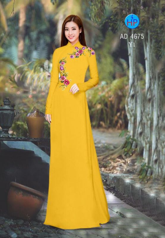 Vải áo dài hoa đơn giản Vải áo dài hoa đơn giản