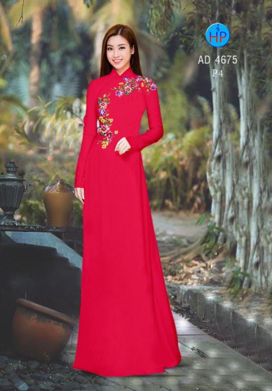 Vải áo dài hoa đơn giản Vải áo dài hoa đơn giản