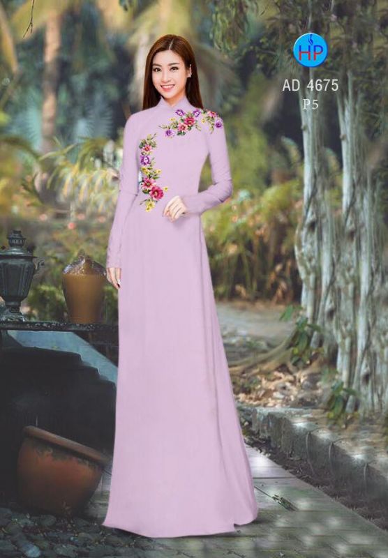 Vải áo dài hoa đơn giản Vải áo dài hoa đơn giản