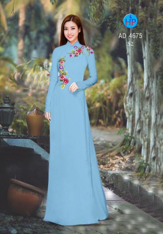 Vải áo dài hoa đơn giản Vải áo dài hoa đơn giản