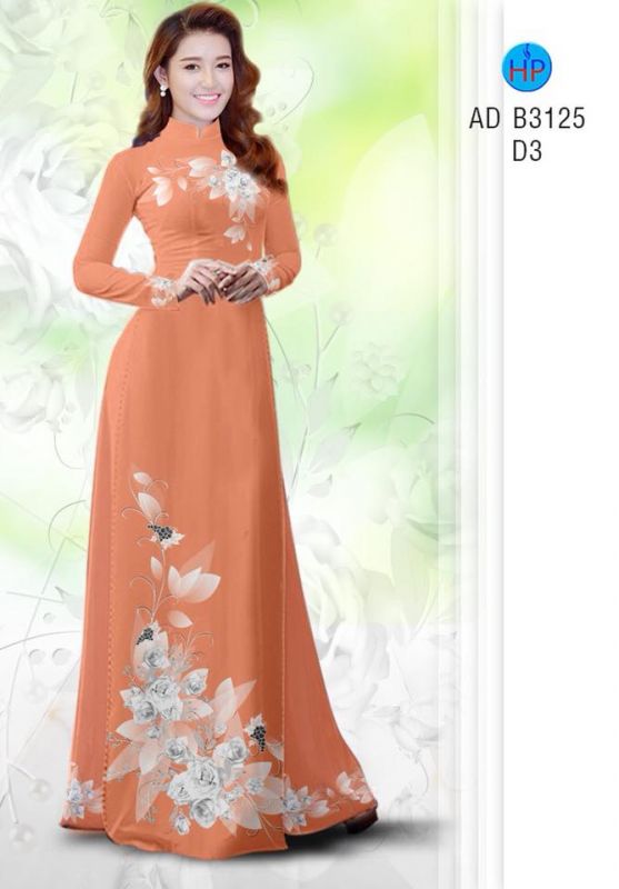 Vải áo dài hoa 3D