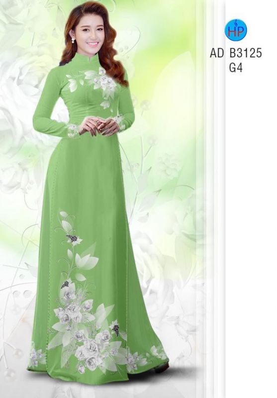 Vải áo dài hoa 3D