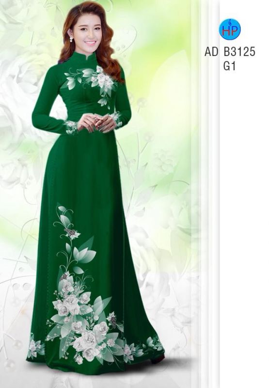 Vải áo dài hoa 3D