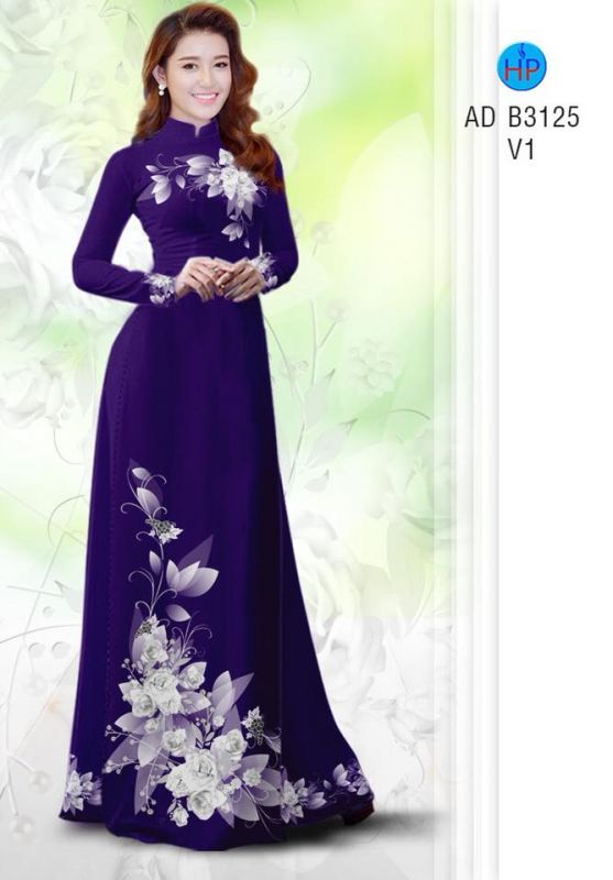 Vải áo dài hoa 3D