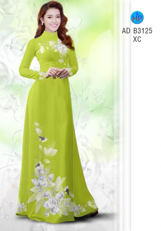 Vải áo dài hoa 3D