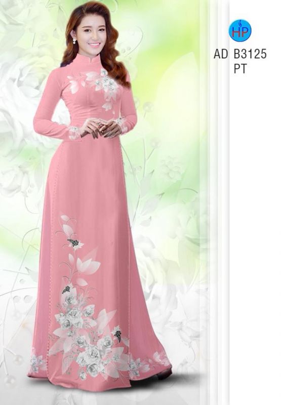 Vải áo dài hoa 3D
