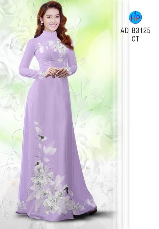Vải áo dài hoa 3D