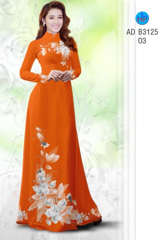 Vải áo dài hoa 3D