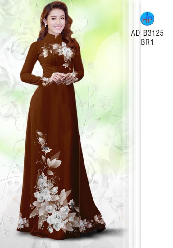 Vải áo dài hoa 3D