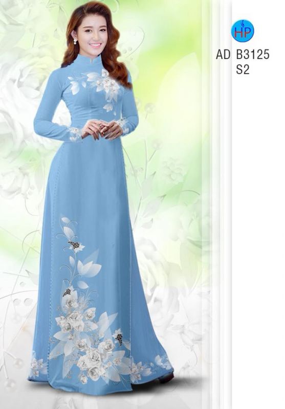 Vải áo dài hoa 3D