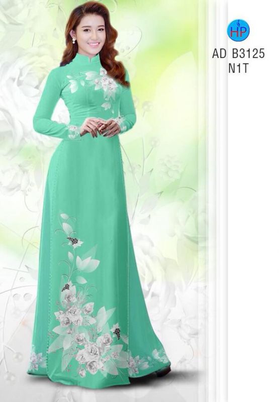 Vải áo dài hoa 3D