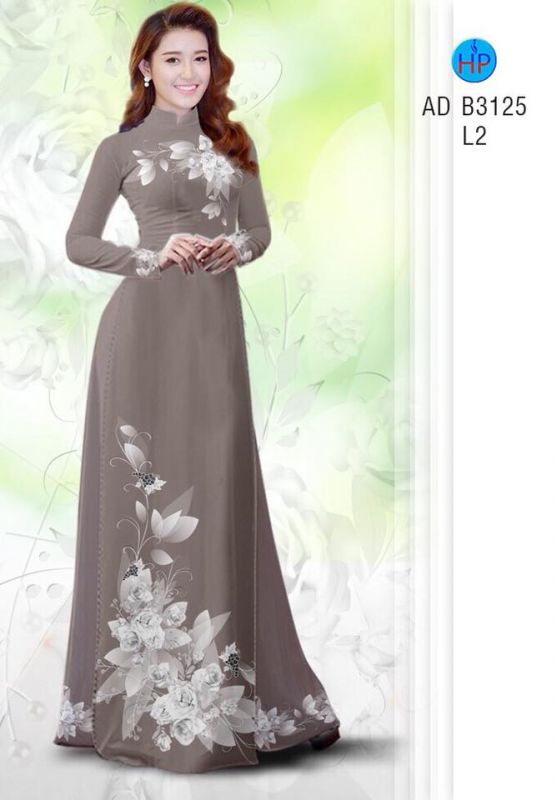 Vải áo dài hoa 3D