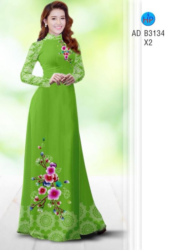 Vải áo dài hoa Đào