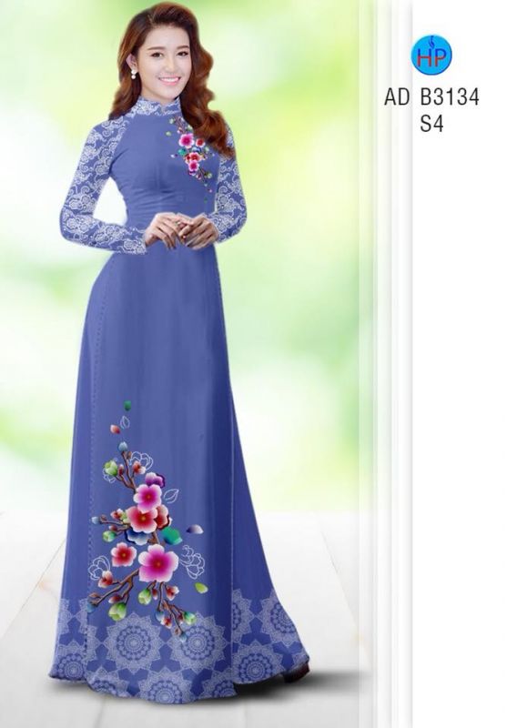 Vải áo dài hoa Đào