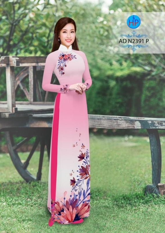 Vải áo dài hoa trên dưới